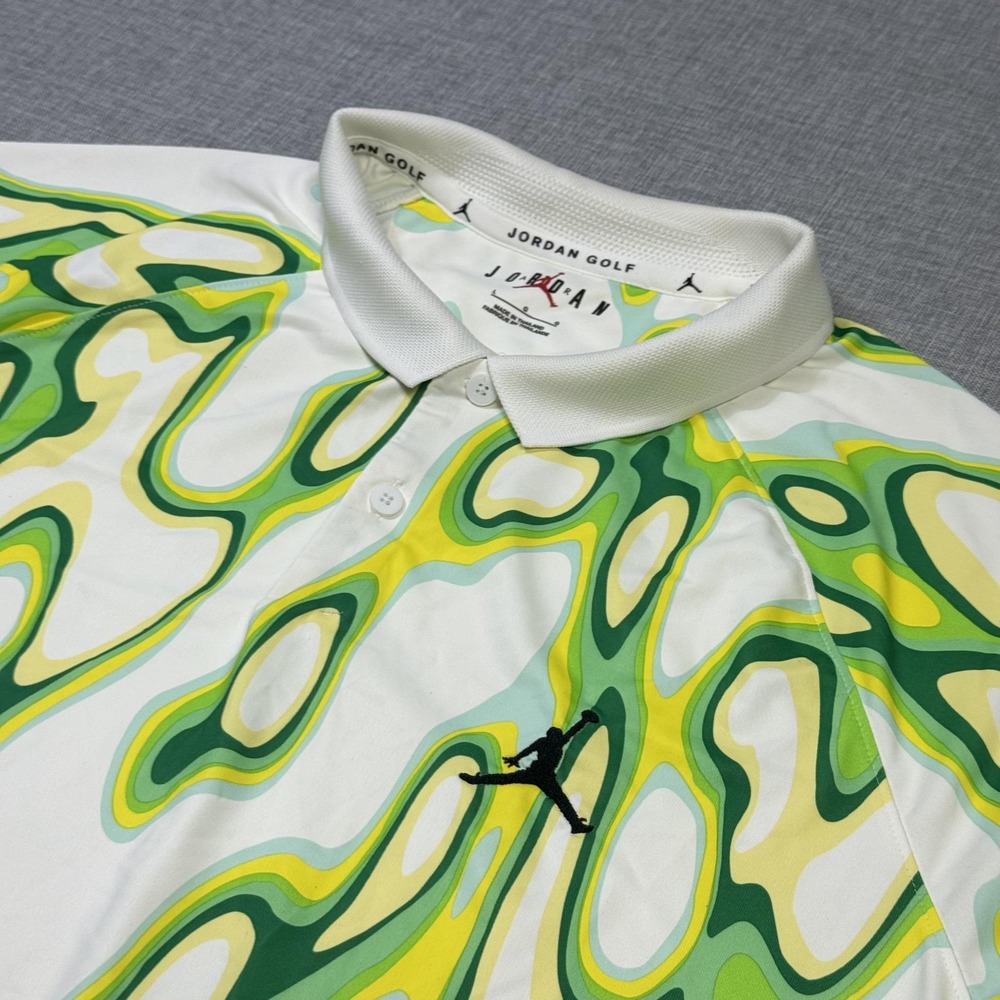 Nike Jordan Golf Lava Swirl Psychedelic Polo Shirt Mens Large Multicolor Dri-Fit